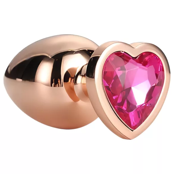 Gleaming Love - analplugg aluminium hjärtformad sten roséguld