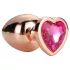 Gleaming Love - analplugg aluminium hjärtformad sten - medium rosa guld