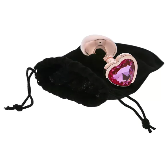 Gleaming Love - analplugg aluminium hjärtformad sten - medium rosa guld