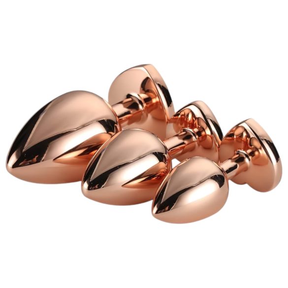 Gleaming Love - hjärtformade analplugg set roseguld (3 delar)