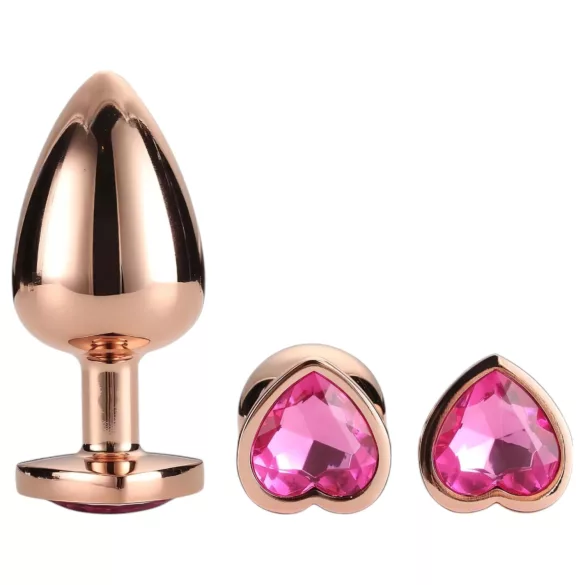 Gleaming Love - analpluggsset hjärta - roseguld - 3 delar