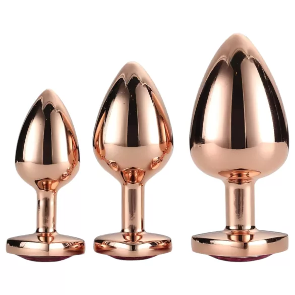 Gleaming Love - analpluggsset hjärta - roseguld - 3 delar