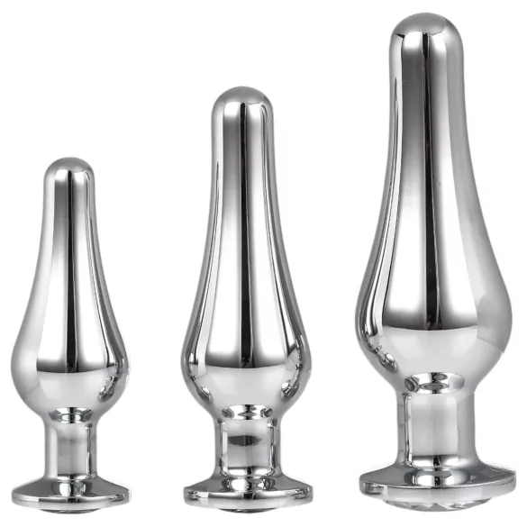 Gleaming Love - anal topp‑pluggsats (silver, 3‑delad)