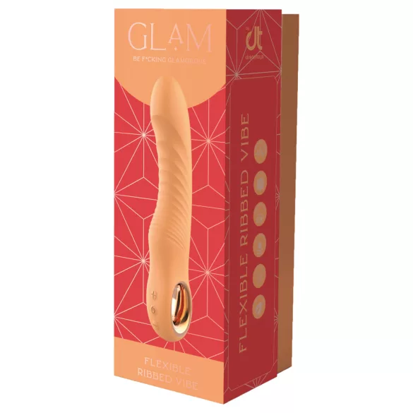 Glam - böjlig räfflad vibrator (persikofärgad)