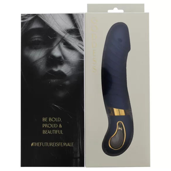 Goddess - uppvärmd räfflad vibrator (mörkblå)