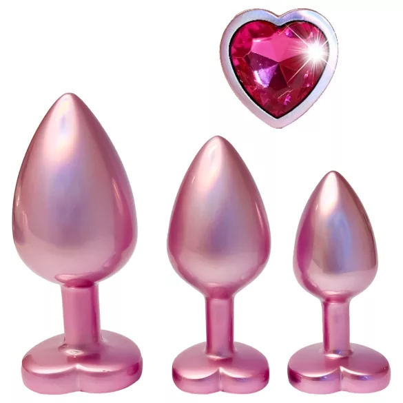 Dreamtoys Gleaming Love - hjärtformad analpluggset (rosa)