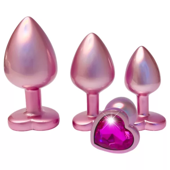 Dreamtoys Gleaming Love - hjärtformad analpluggset (rosa)