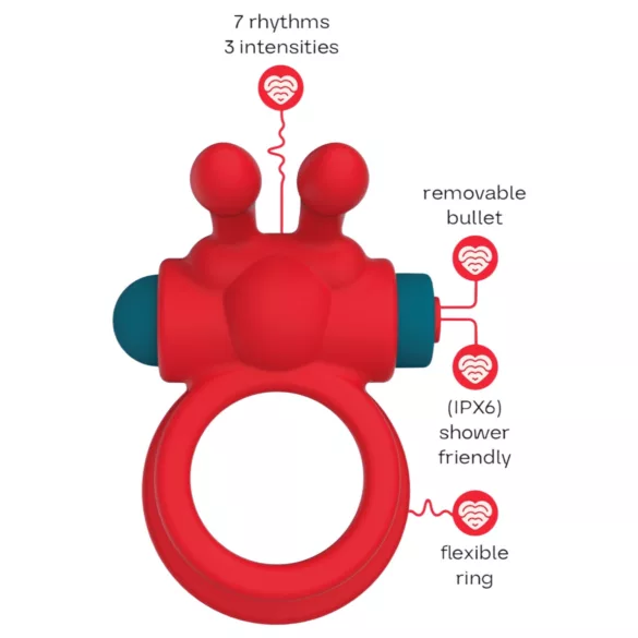 Dreamtoys Love Signal - vibrerande penisring (röd)