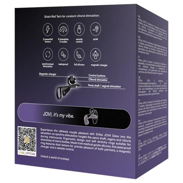 Snail Vibe Jovi - penisring och parvibrator - svart