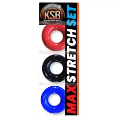   Kiotos Max-Stretch - töjbar penisring‑set (svart/röd/blå)