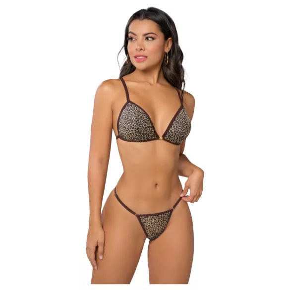 Zôf Nina - leopardmönstrat set med bh och stringtrosa (brunt)