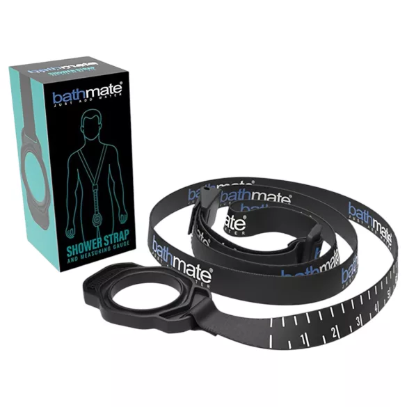 Bathmate Shower Strap - pumphållare med mätremsa (svart)
