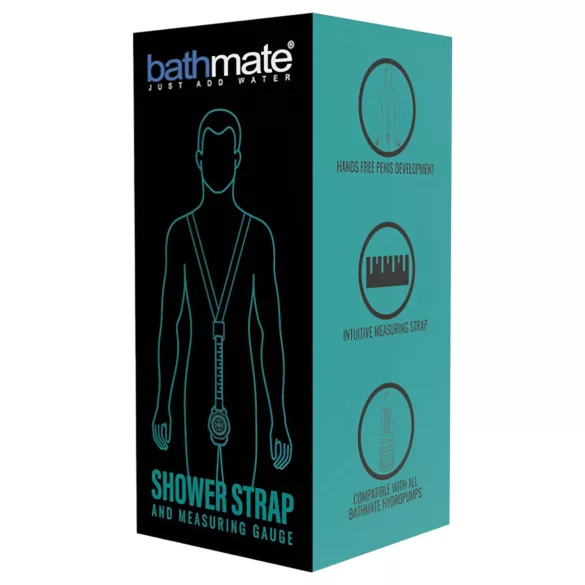 Bathmate Shower Strap - pumphållare med mätremsa (svart)