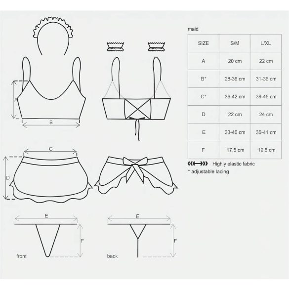 Obsessive - maid kostymset - 5 delar - utklädnad