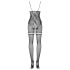 Obsessive F213 - Blommig nät overall - svart (S-L)