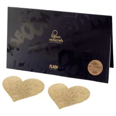   Bijoux Indiscrets Flash - glittriga hjärtformade bröstvårtsklistermärken (guld)