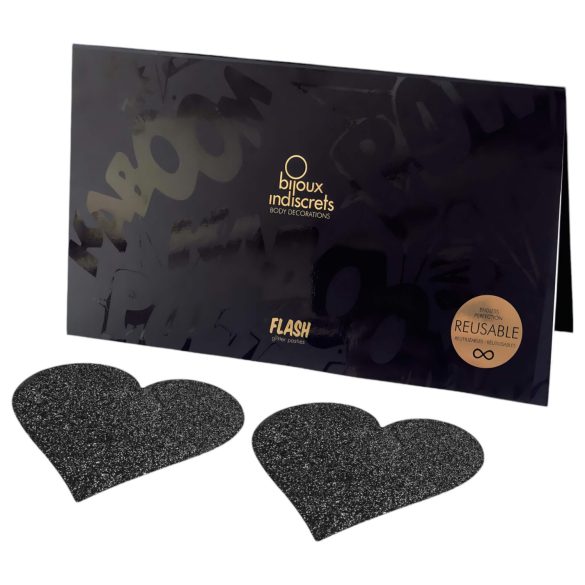 Bijoux Indiscrets - bröstvårtsplåster hjärtform - svart