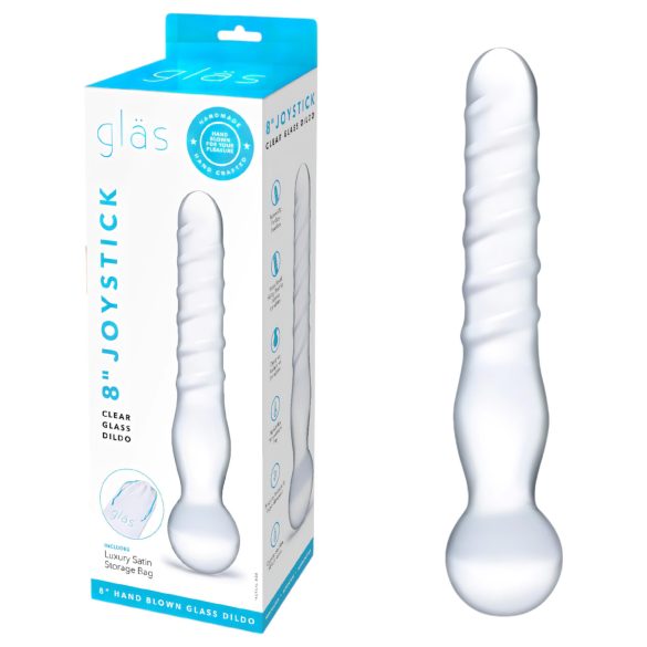 GLAS - dubbeländad glasdildo (genomskinlig)