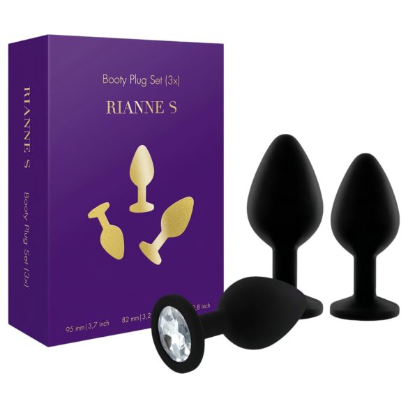 Rianne - 3-delad silikon analpluggset (svart)