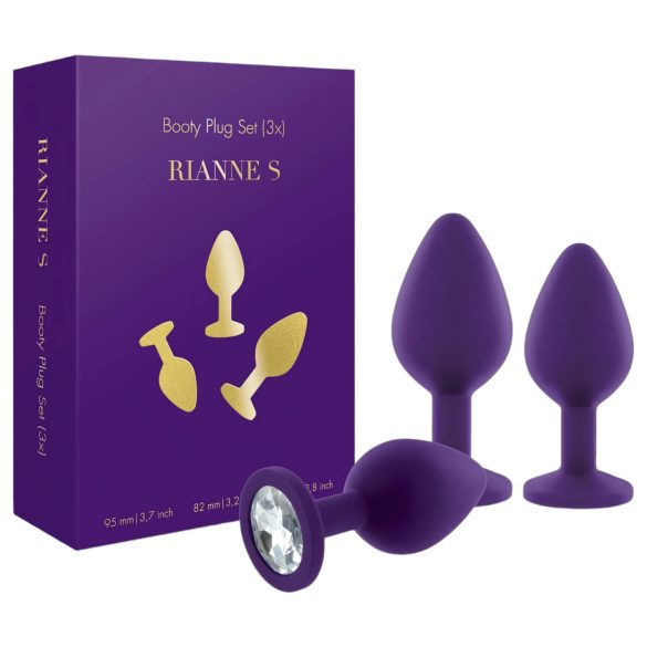 Rianne - 3-delad silikon analplugg set (lila)