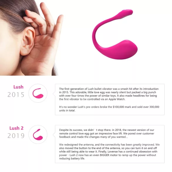 Lovense Lush 2 - App‑styrt vibrerande ägg (rosa)