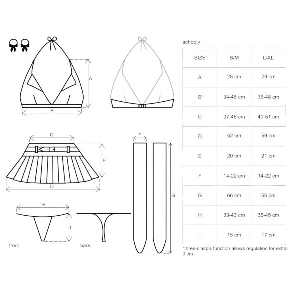 Obsessive - skolflicka dräkt set - 6 delar - L/XL