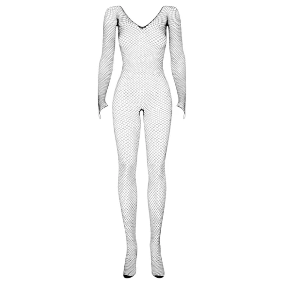 Obsessive - nätcatsuit med långa ärmar och öppning - svart S-L
