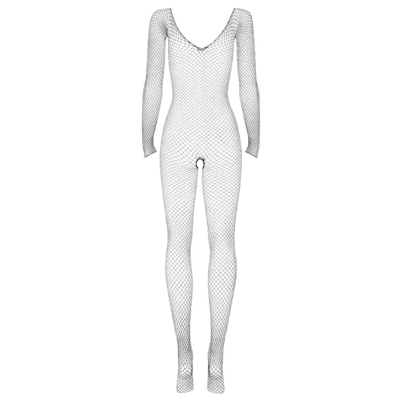 Obsessive - nätcatsuit med långa ärmar och öppning - svart S-L