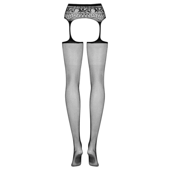 Obsessive - strumpebandset med blommönster - svart - S-L
