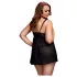 BACI Plus Size - öppen, prickig, svart babydoll (XL-XXL)