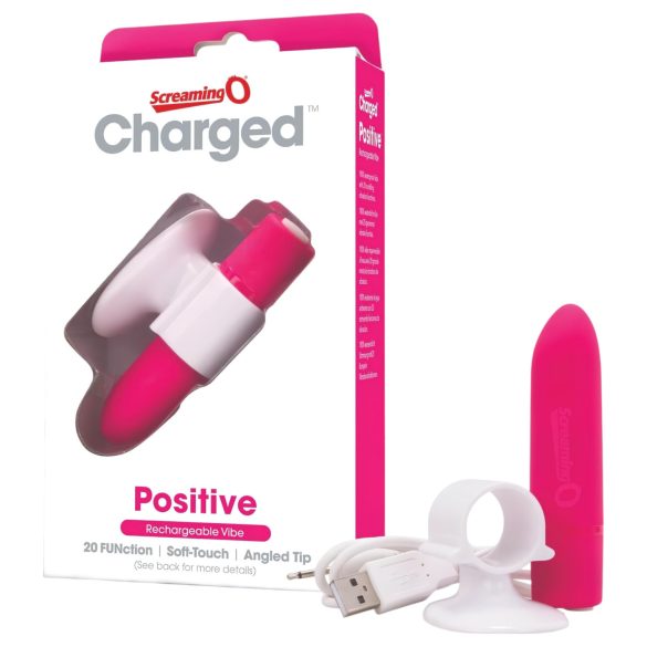 Screaming O Positive - uppladdningsbar superkraftfull stavvibrator (rosa)