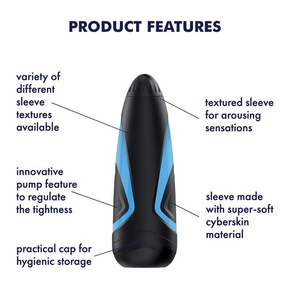 Satisfyer Men One - masturbator med sugfunktion - blå/svart
