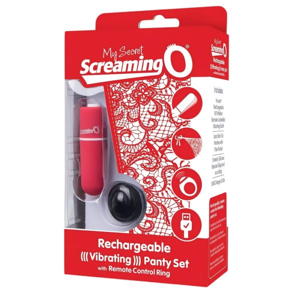Screaming O - vibrerande trosa set - röd - S-L