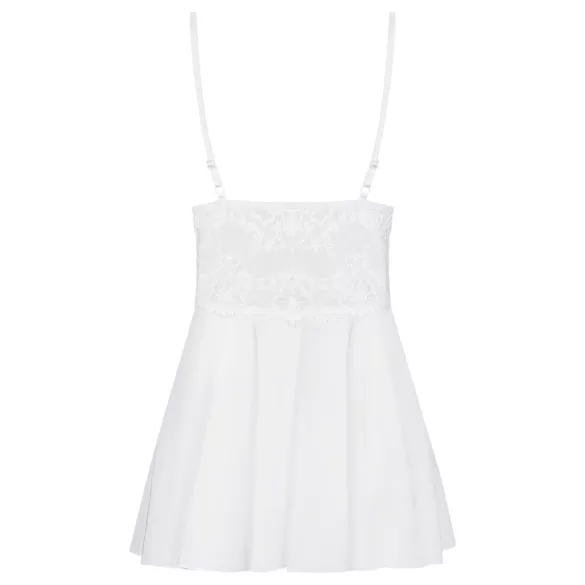 Obsessive - babydoll med spets och stringtrosa - vit - L/XL