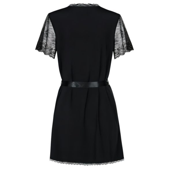 Obsessive Miamor Morgonrock - spetsärmar och string (svart)