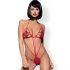 Obsessive Luiza - tulpan-inspirerad, röd body med remmar (S/M)