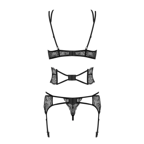 Obsessive Frivolla - Sensuell spetsunderklädesset (svart) - L/XL