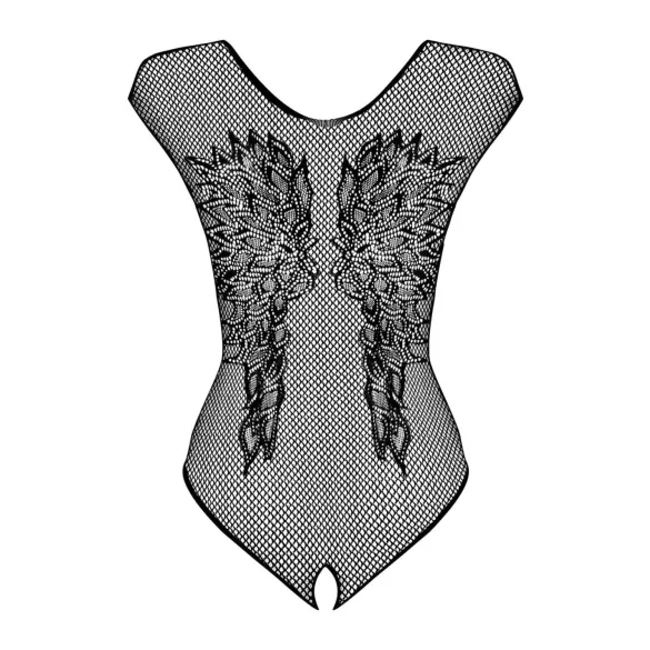 Obsessive - kroppsnät body med öppning och änglavingar - svart - XL/XXL