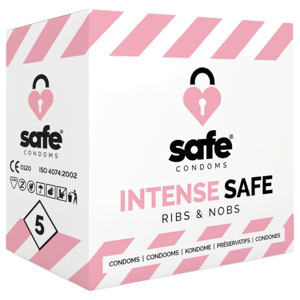 SAFE Intense Safe - räfflade och prickade kondomer (5 st)