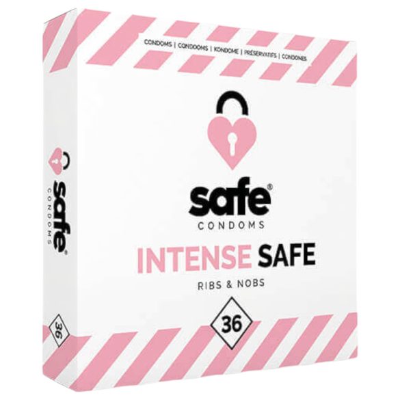 SAFE Intense Safe - Räfflade och prickade kondomer (36 st)