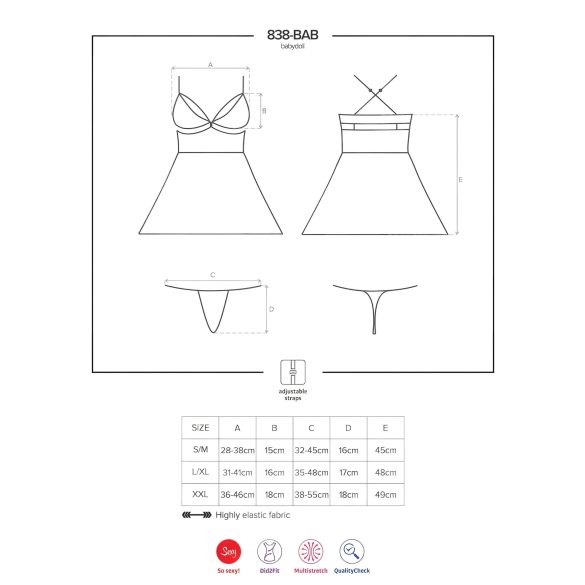 Obsessive - babydollset - transparent spets - svart