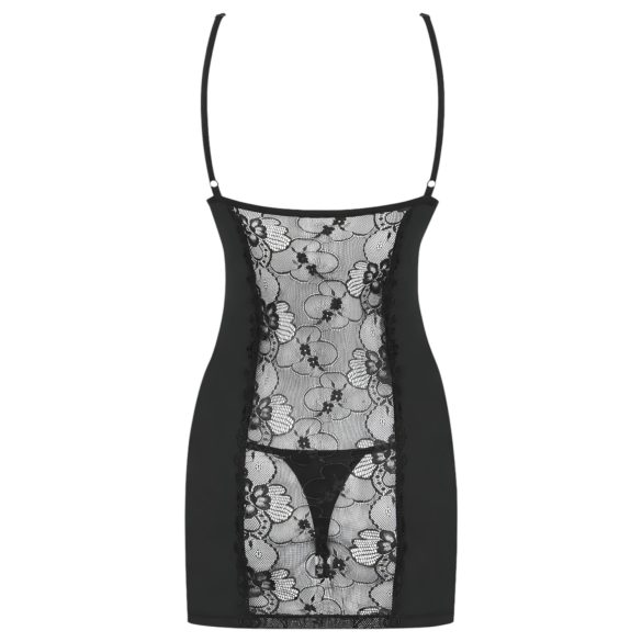 Obsessive - nattlinne med stringtrosa - svart spets - L/XL
