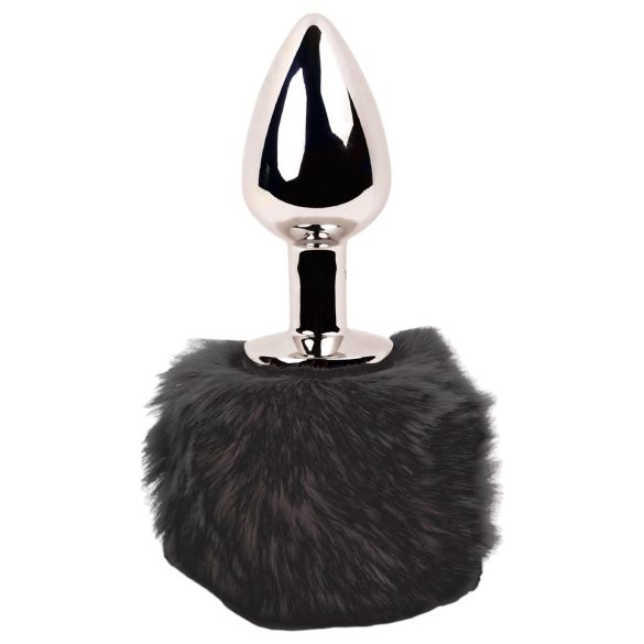 / FEELZTOYS Bunny Tails - metall analplugg med kaninsvans (silver-svart)