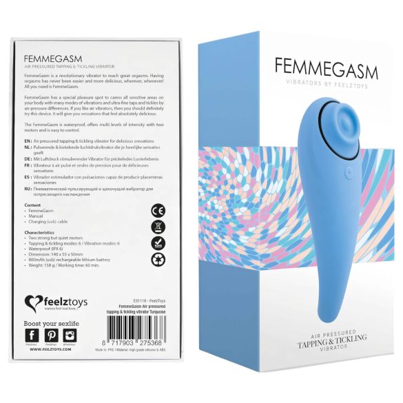 FEELZTOYS Femmegasm - uppladdningsbar 2-i-1 klitorisvibrator (blå)