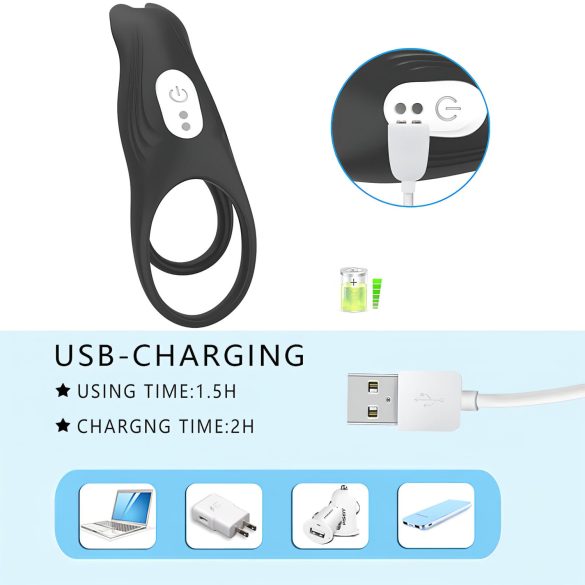 Aixiasia Hoody B - penisring med fjärrkontroll - uppladdningsbar - svart