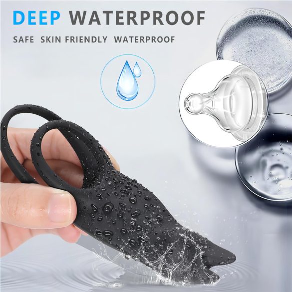 Aixiasia Hoody B - penisring med fjärrkontroll - uppladdningsbar - svart