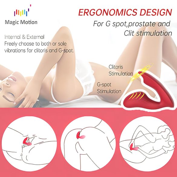 Magic Motion Umi - vibrator bärbar med fjärrkontroll uppladdningsbar röd