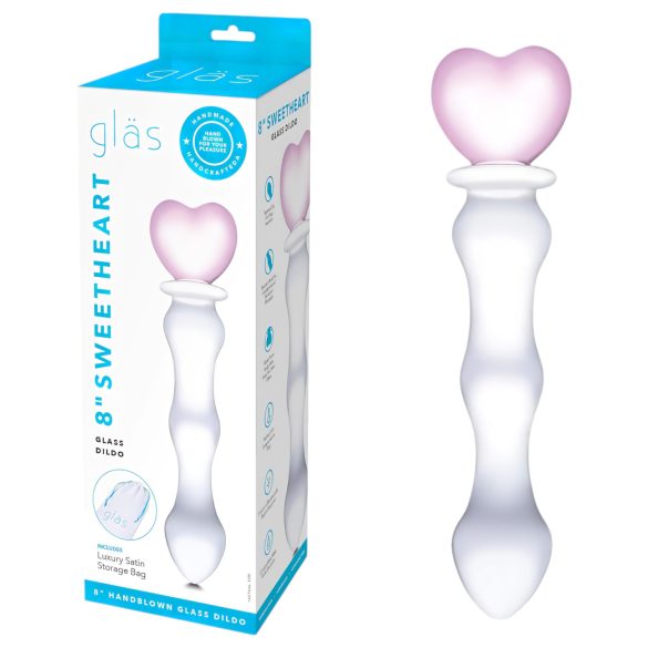 GLAS - hjärtformad glasdildo (genomskinlig)