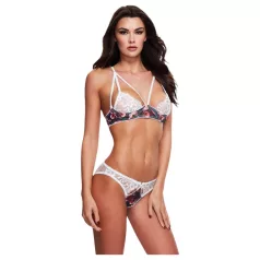 Baci - Blommig spets-BH-set + öppen trosa - M/L