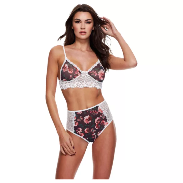 Baci - Blommigt spets-bh-set med hög midja